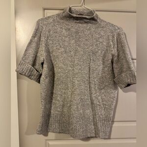 LOFT Outlet Gray Mock Neck Short Sleeve Sweater Size Medium